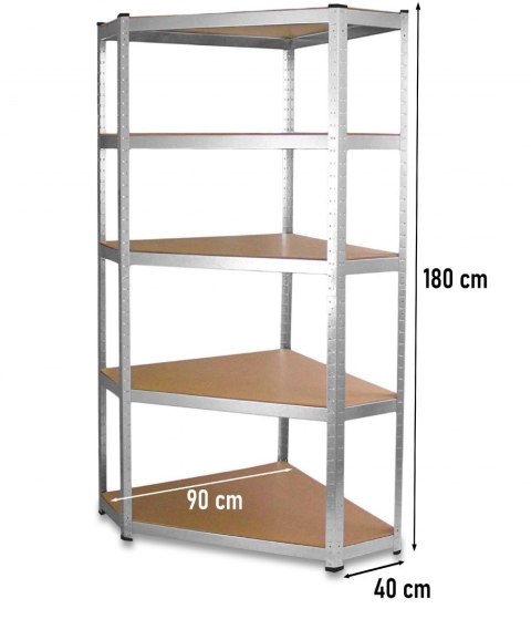 Regał Magazynowy Metalowy Do Piwnicy Garażu 5 Półek max 875 kg 90x180x40