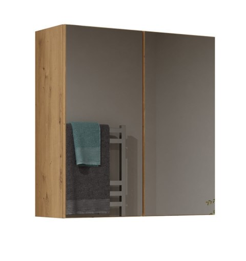 Szafka Łazienkowa Wisząca Z Lustrem 60 CM LAPO 2DL 3 Półki Dąb Artisan