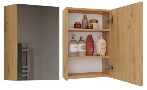 Szafka Łazienkowa Wisząca Z Lustrem Dąb Artisan Lapo 40 cm Lustro 3 Półki
