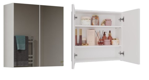 Szafka Łazienkowa Wisząca Z Lustrem 60 CM LAPO 2DL 3 Półki Biała Matowa