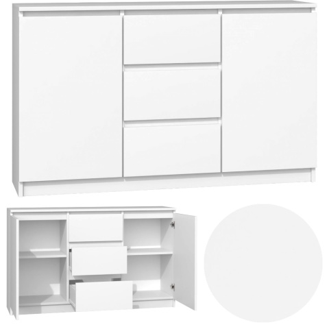 Komoda Szafka z Szufladami 120x75x40 cm Do Salonu Duża Biała Mat Lilia 2D3S