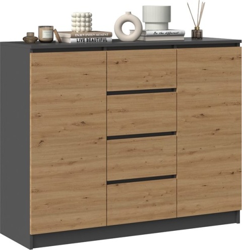 Komoda Szafka z Szufladami Lilia 2D4S 120cm Do Salonu Duża Antracyt Artisan