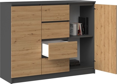 Komoda Szafka z Szufladami Lilia 2D4S 120cm Do Salonu Duża Antracyt Artisan