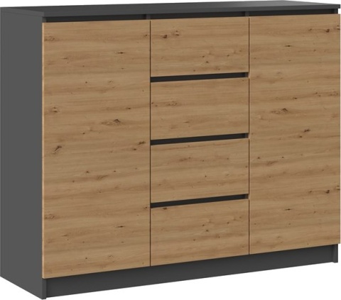 Komoda Szafka z Szufladami Lilia 2D4S 120cm Do Salonu Duża Antracyt Artisan