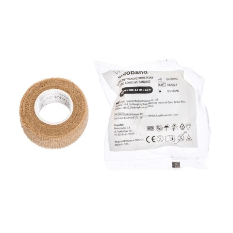 Vitammy Autoband kolor beżowy 2,5cm x 450cm Elastyczny bandaż kohezyjny samoprzylepny