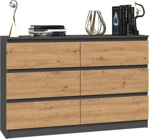 Komoda z szufladami Lilia L6 120 cm Duża Do Salonu Pojemna Antracyt Artisan