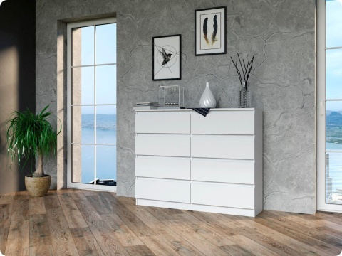 Komoda z szufladami Lilia L8 120 cm Duża Do Salonu Pojemna Biała Mat