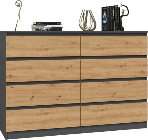 Komoda z szufladami Lilia L8 140 cm Duża Do Salonu Pojemna Antracyt Artisan