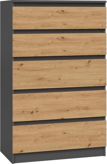 Komoda z 5 Szufladami Duża Do Salonu 70x109x40 cm Antracyt Artisan Lilia L5