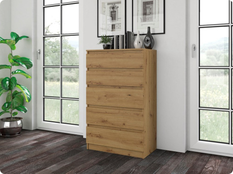 Komoda z 5 Szufladami Duża Do Salonu 70x109x40 cm Artisan Lilia L5 Pojemna