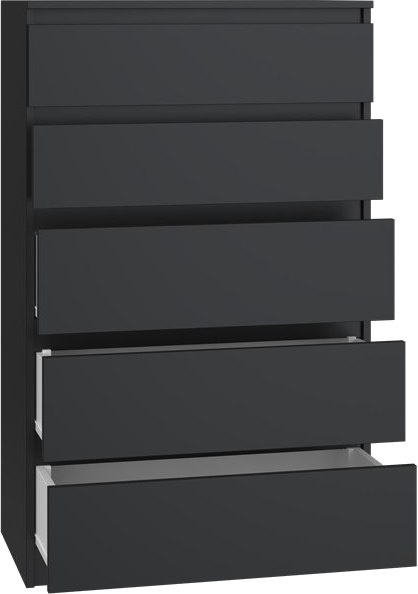 Komoda z 5 Szufladami Duża Do Salonu 70x109x40 cm Czarna Lilia L5 Pojemna