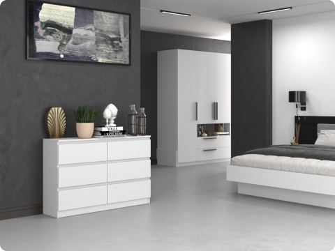 Komoda z szufladami Lilia L6 120 cm Duża Do Salonu Pojemna Biała Mat