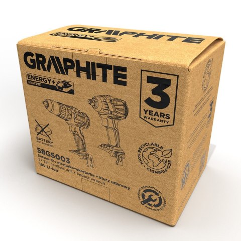 GRAPHITE ZESTAW ELEKTRONARZĘDZI KLUCZ UDAROWY Z WKRĘTARKA BEZ AKUM.