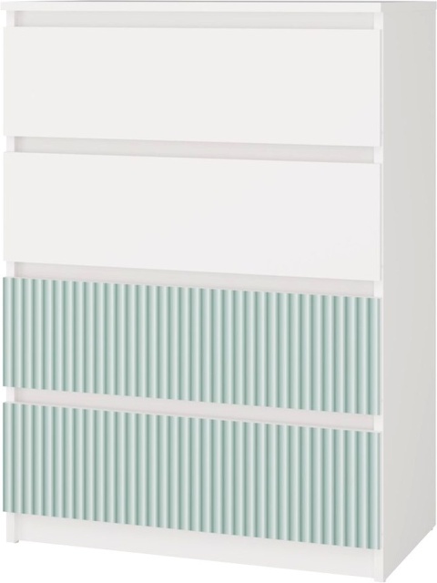 Komoda z szufladami Lilia L4 70 cm Duża Do Salonu Pojemna Biała Zielona