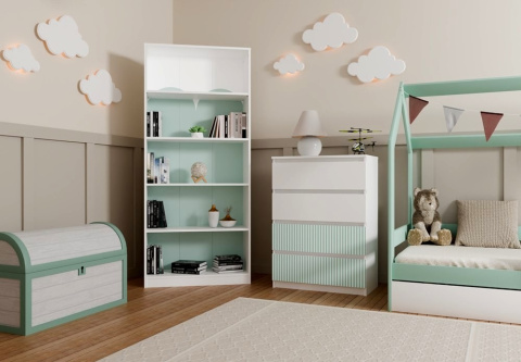 Komoda z szufladami Lilia L4 70 cm Duża Do Salonu Pojemna Biała Zielona