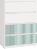 Komoda z szufladami Lilia L4 70 cm Duża Do Salonu Pojemna Biała Zielona