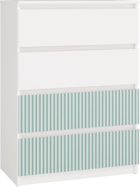 Komoda z szufladami Lilia L4 70 cm Duża Do Salonu Pojemna Biała Zielona