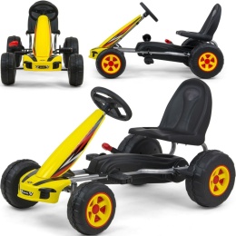Gokart na Pedały Piankowe koła Hamulec ręczny Viper 87cm Lekki Mocny dla Dzieci Yellow