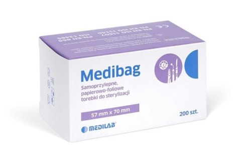 MEDIBAG 57 mm x 70 mm 200szt. SAMOPRZYLEPSAMOPRZYLEPNE TOREBKI DO STERYLIZACJI
