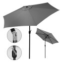 DUŻY PARASOL OGRODOWY SKOŚNY ŁAMANY Z KORBĄ 6 ŻEBER SZARY 270 CM