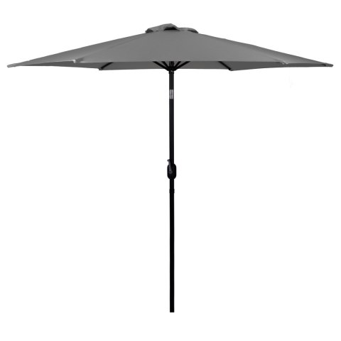 DUŻY PARASOL OGRODOWY SKOŚNY ŁAMANY Z KORBĄ 6 ŻEBER SZARY 270 CM