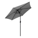 DUŻY PARASOL OGRODOWY SKOŚNY ŁAMANY Z KORBĄ 6 ŻEBER SZARY 270 CM