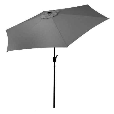 DUŻY PARASOL OGRODOWY SKOŚNY ŁAMANY Z KORBĄ 6 ŻEBER SZARY 270 CM