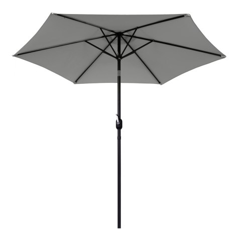 DUŻY PARASOL OGRODOWY SKOŚNY ŁAMANY Z KORBĄ 6 ŻEBER SZARY 270 CM