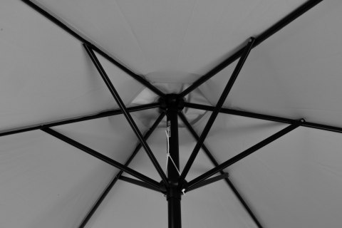 DUŻY PARASOL OGRODOWY SKOŚNY ŁAMANY Z KORBĄ 6 ŻEBER SZARY 270 CM
