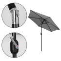 DUŻY PARASOL OGRODOWY SKOŚNY ŁAMANY Z KORBĄ 6 ŻEBER SZARY 270 CM