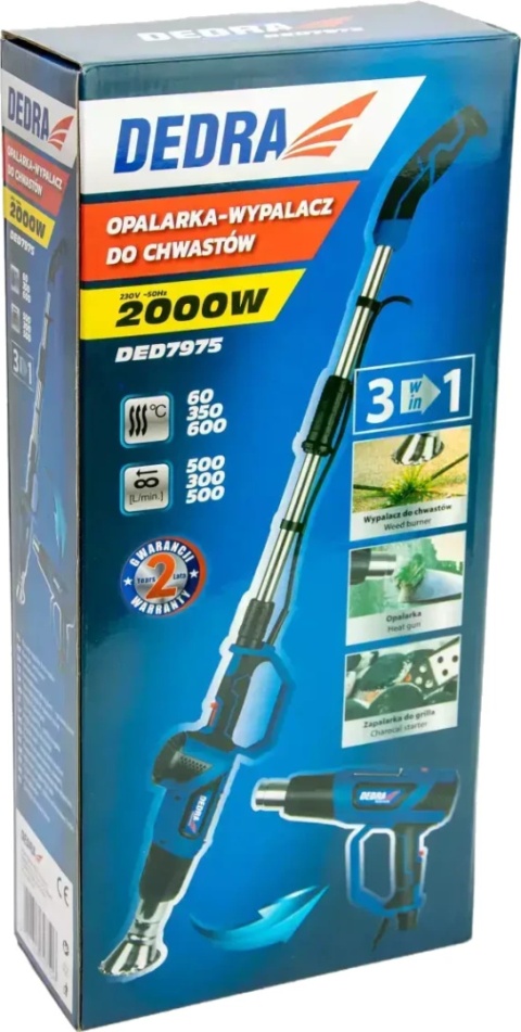 DEDRA DED7975 OPALARKA WYPALACZ DO CHWASTÓW 3W1 2000W ROZPALANIE GRILLA