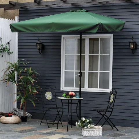 PROSTOKĄTNY DUŻY PARASOL OGRODOWY SKOŚNY ŁAMANY Z KORBĄ ZIELONY 200 X 140 CM