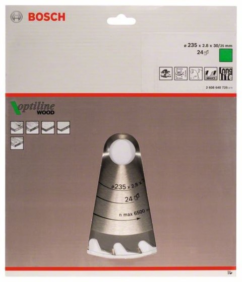 BOSCH PIŁA TARCZOWA-H OPTILINE WOOD 235*30/25*2.MM 24T