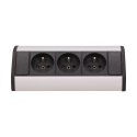 GNIAZDO MEBLOWE 3X2P+Z CZARNO-SREBRNE