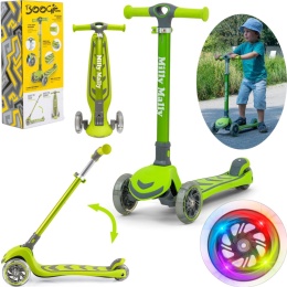Hulajnoga Trójkołowa Świecące koła LED Składana Scooter Boogie Green Balans