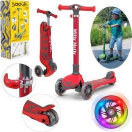 Hulajnoga Trójkołowa Świecące koła LED Składana Scooter Boogie Red Balans