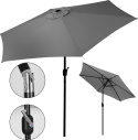 DUŻY PARASOL OGRODOWY SKOŚNY ŁAMANY Z KORBĄ 6 ŻEBER SZARY 270 CM
