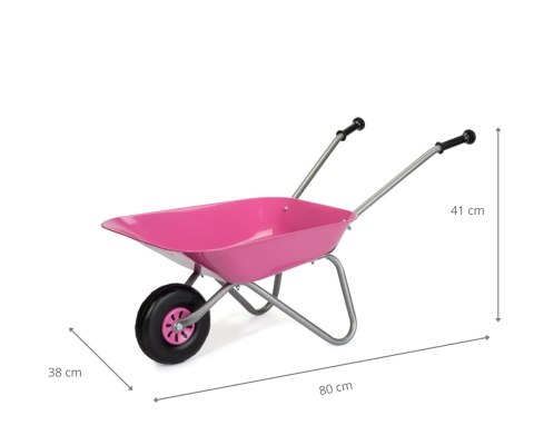 Taczki Taczka Metalowa dla Dzieci udźwig 25 kg Różowa Rolly Toys