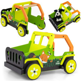 Chodzik - Pchacz dla Dzieci Auto Drewniany Explorer Lisek + hamulec