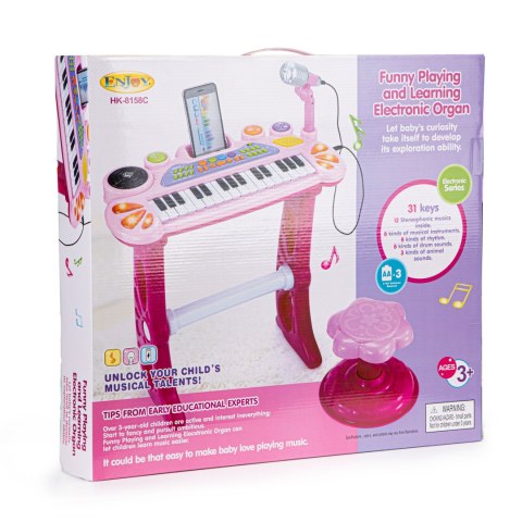 Keyboard Organki dla Dzieci Pianinko z Mikrofonem Karaoke mp3 + taborecik