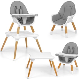Krzesełko do Karmienia Dzieci Wysokie /Niskie +stoliczek 2w1 Malmo Grey