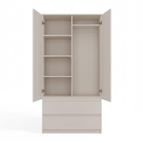 Szafa Garderoba 2D2S 90 cm 2 Szuflady 4 Półki Drążek Dwudrzwiowa Kaszmir
