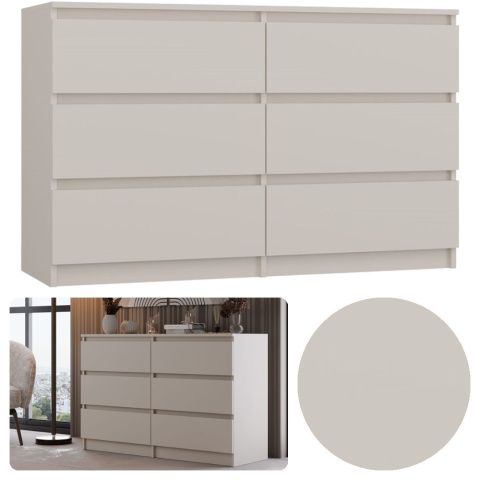 Komoda z szufladami Lilia L6 120 cm Duża Do Salonu Pojemna Kaszmir Beż Mat