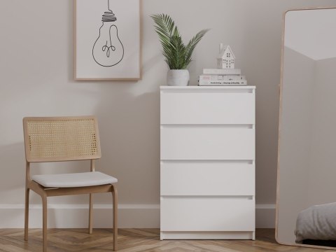 Komoda z szufladami Lilia L4 60 cm Duża Do Salonu Pojemna Biała Mat