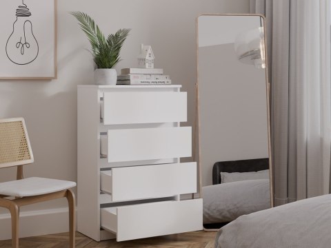 Komoda z szufladami Lilia L4 60 cm Duża Do Salonu Pojemna Biała Mat
