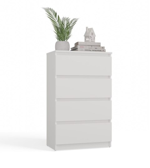 Komoda z szufladami Lilia L4 60 cm Duża Do Salonu Pojemna Biała Mat