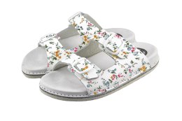 Damsko męski klapek - dwa paski regulowane za pomocą sprzączek - kwiaty rozm.39