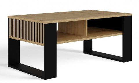 Stolik Kawowy Ława Do Salonu Półka 90x58x50 Artisan Czarny Montana 2BP Ryfl
