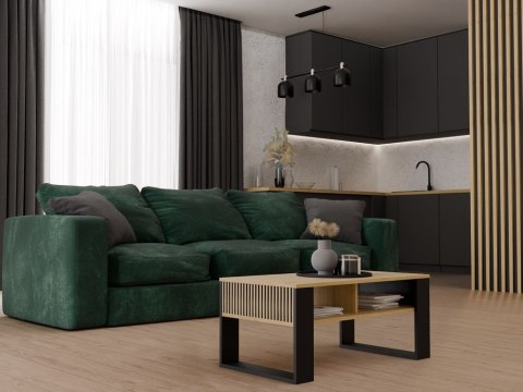 Stolik Kawowy Ława Do Salonu Półka 90x58x50 Artisan Czarny Montana 2BP Ryfl