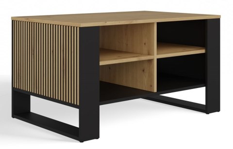 Stolik Kawowy Ława Do Salonu Półka 90x58x50 Artisan Czarny Montana 3BP Ryfl